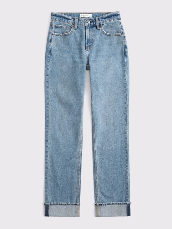 Abercrombie & Fitch Denim - A&F Mid Rise 90s Straight Cuffed Hem Jean